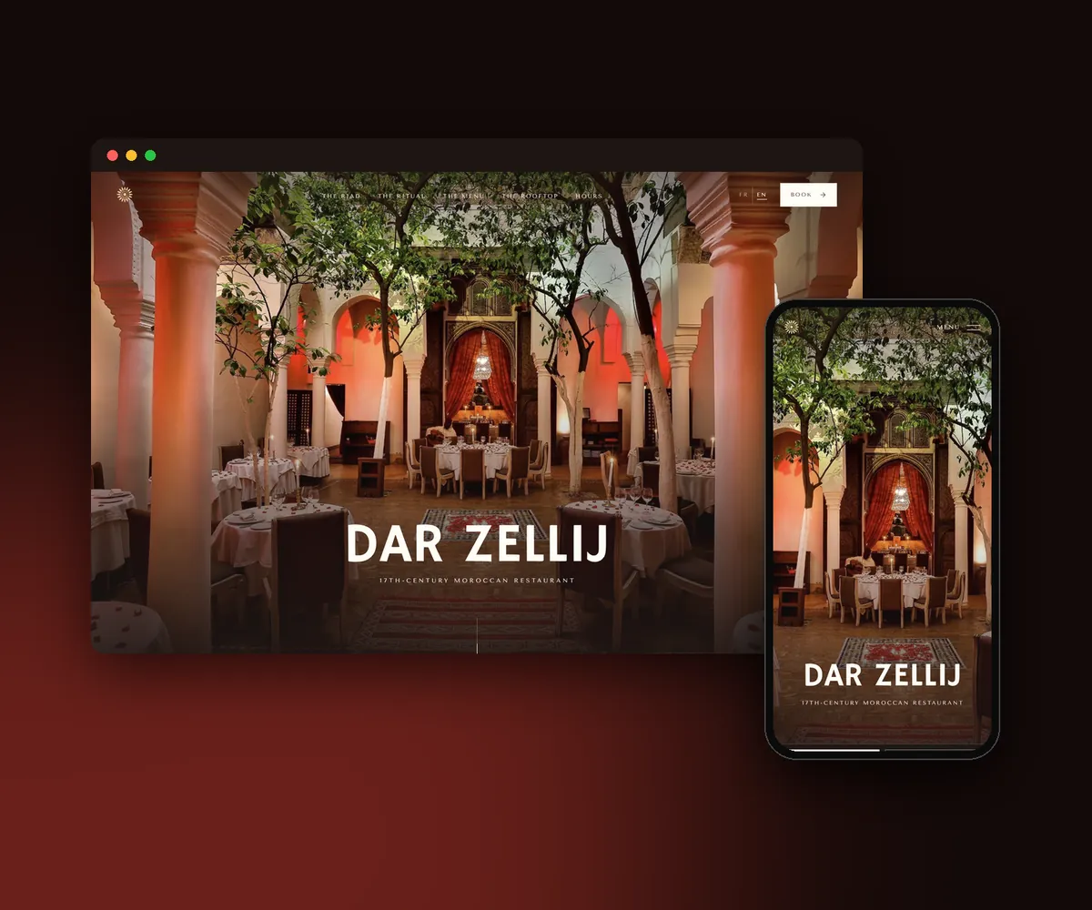 Concept de site pour Dar Zellij sur ordinateur et sur mobile