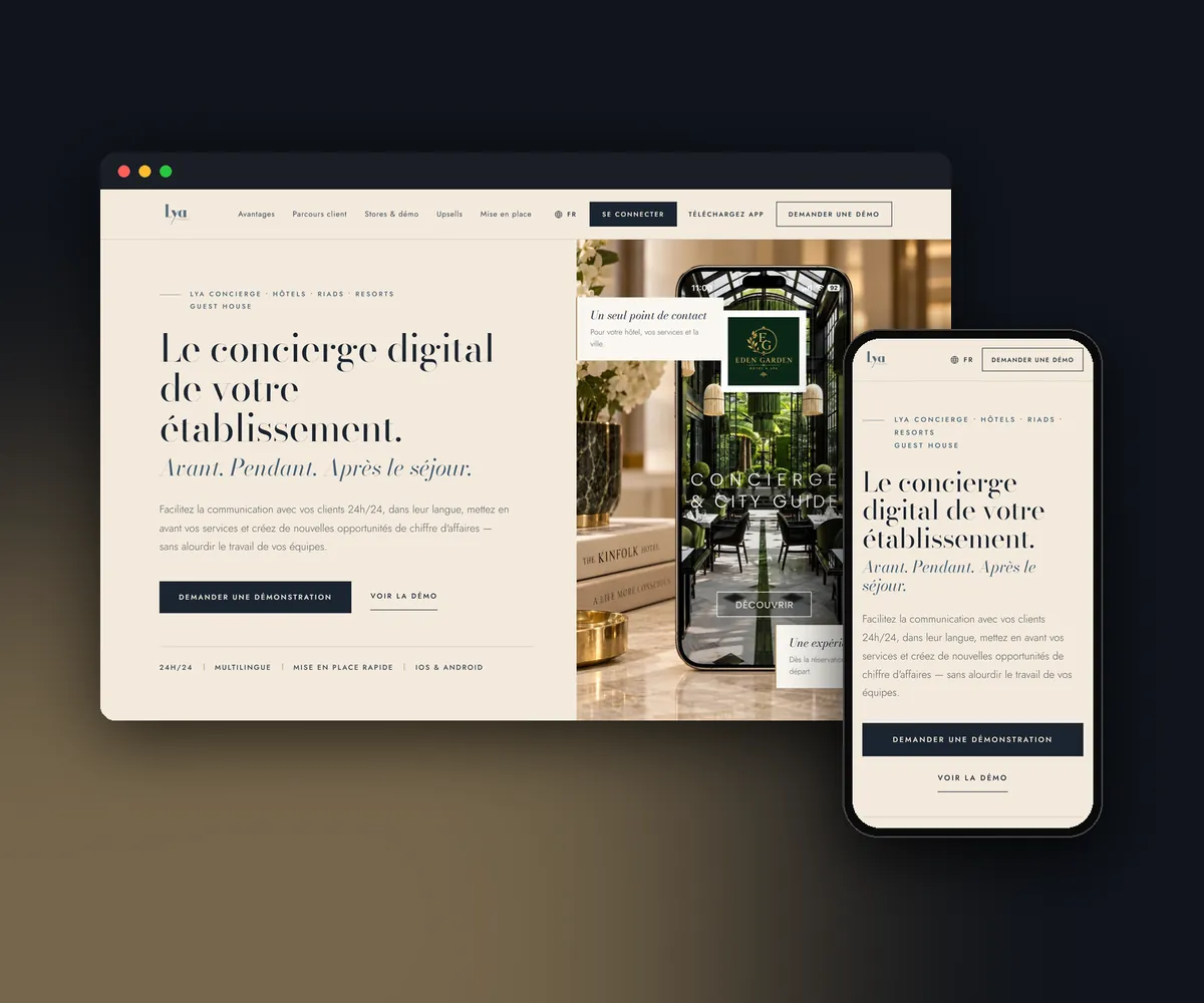Le site LYA Concierge sur ordinateur et sur mobile