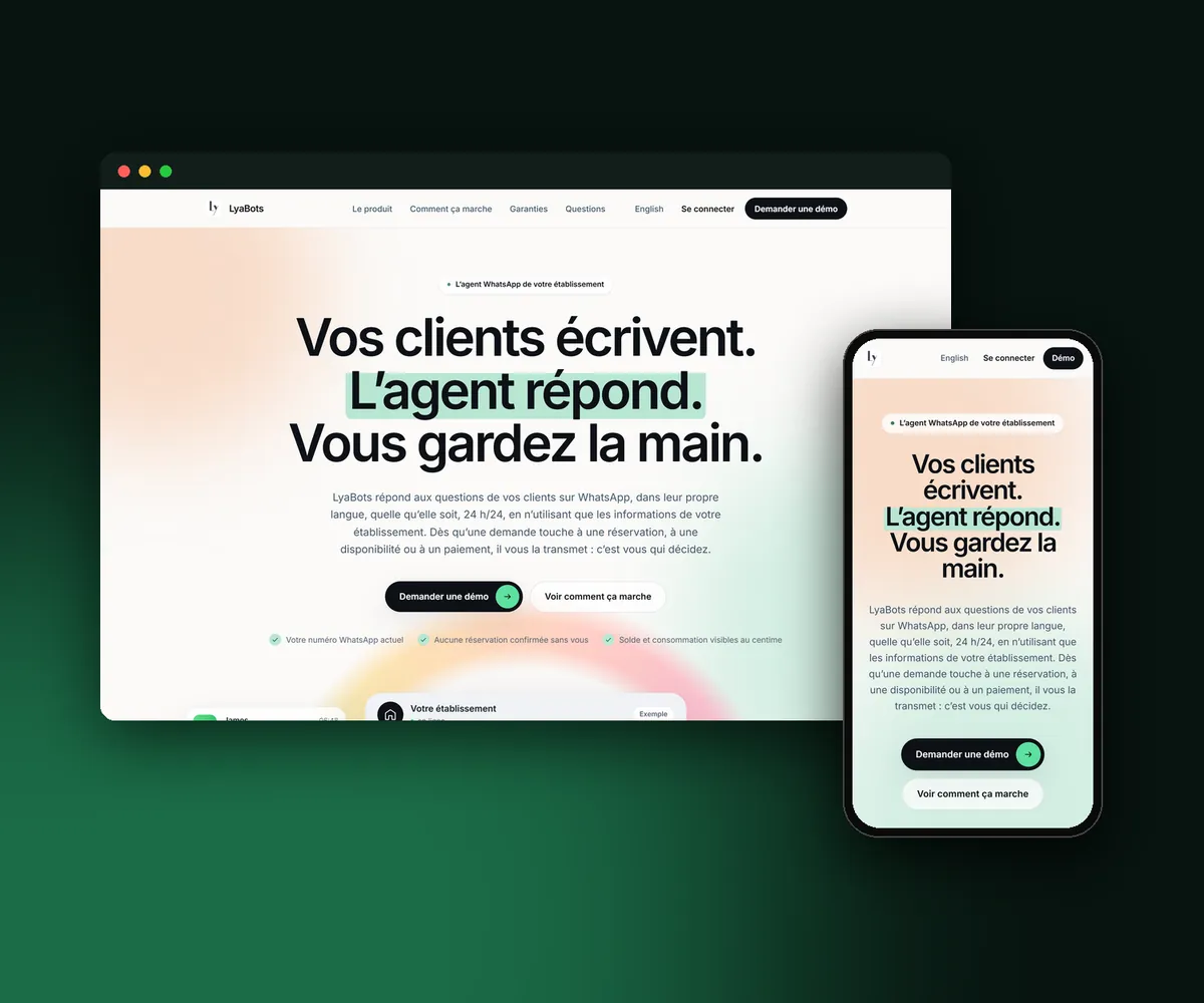 Le site LyaBots sur ordinateur et sur mobile